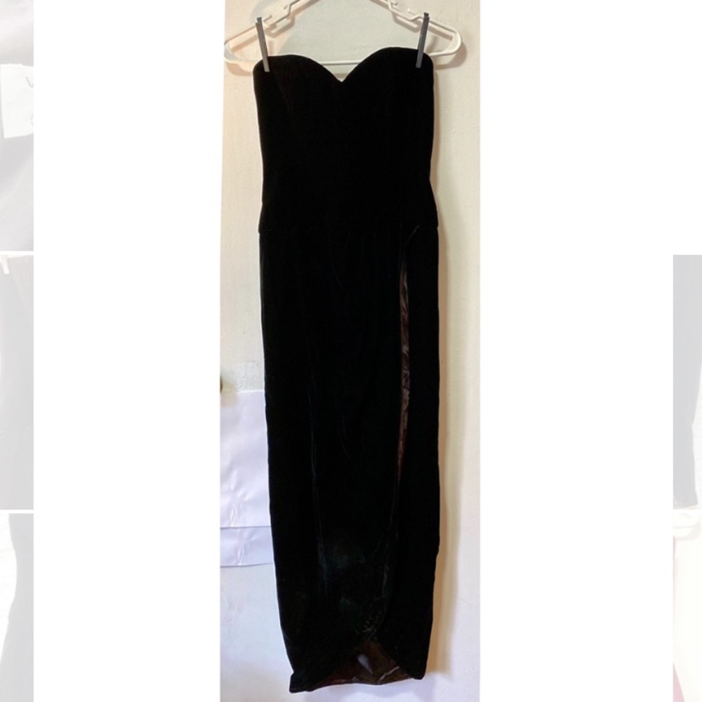 VICTOR COSTCA Black Velvet Dress w/ Draped Skirt